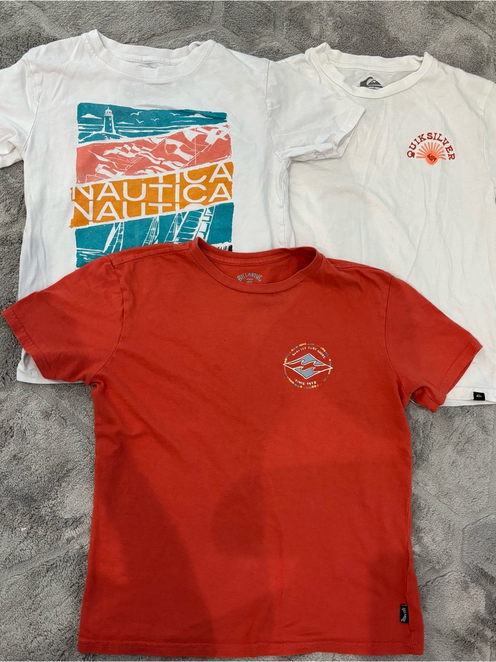 Kids Short-Sleeve Tee Set - White & Red with Teal & Orange Graphics